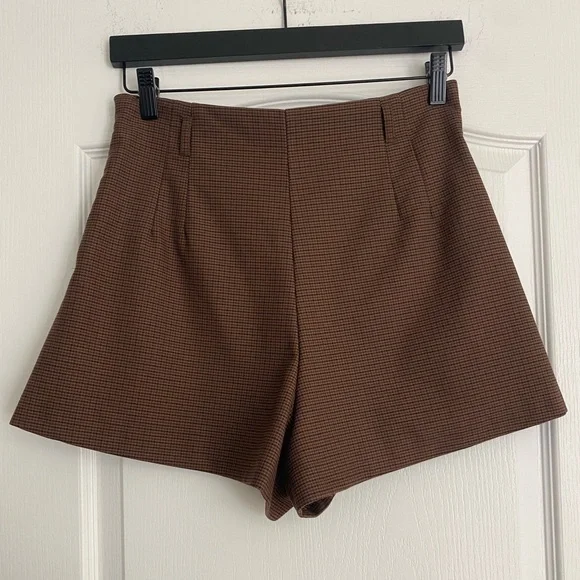 Zara Brown Plaid Shorts Size Medium - Picture 5 of 11